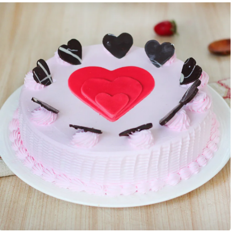 Valentine Heart Shaped Cake strawberry