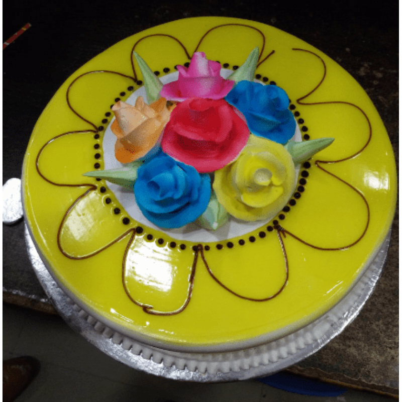 Flowers colourful cake