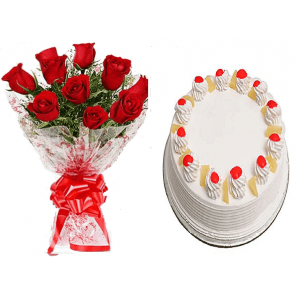 Pineapple cake and flower