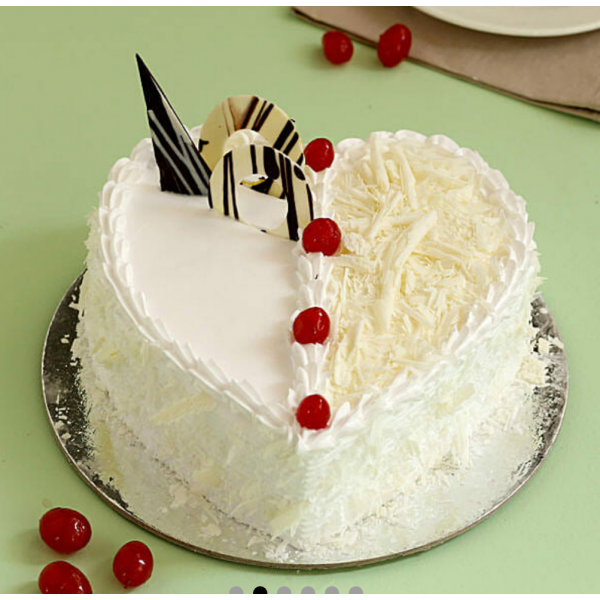 Heart Shaped White Forest  love Cake.