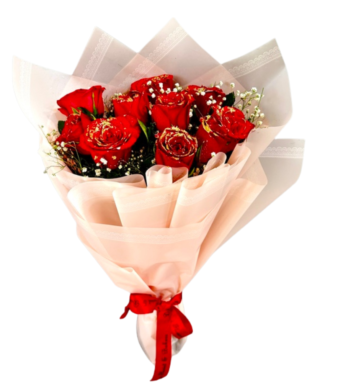 10 Red Rose Banquet with Red Paper