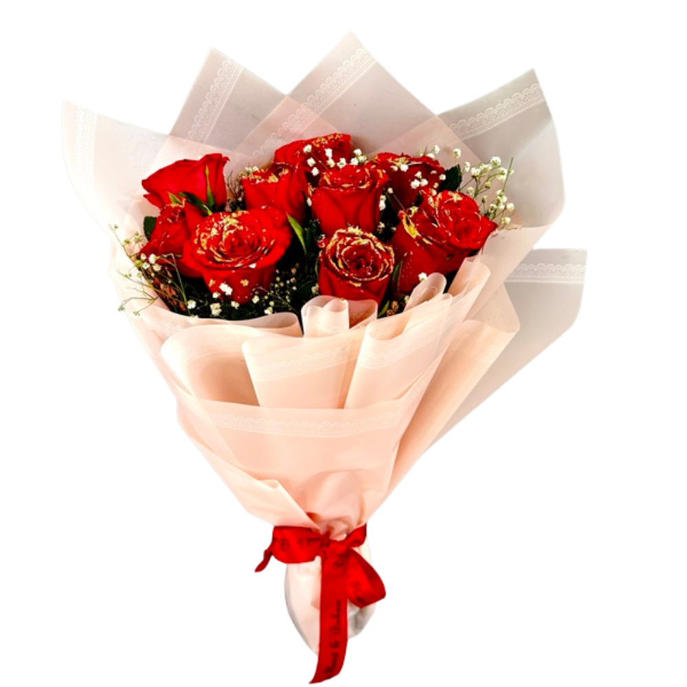 10 Red Rose Banquet with Red Paper